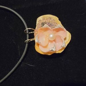 Elegant Pink and Silver Floral Pendant Necklace